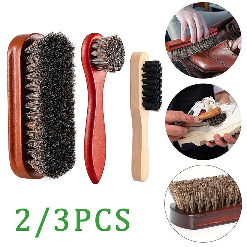 Leather Shoe Polish - Durable Bristle Horsehair Shoe Cleaning Brush