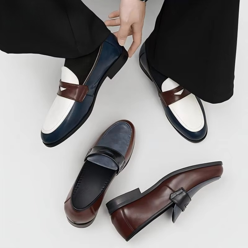 Two Tone Color Block Loafers S - Leather Shoe Polish review and price