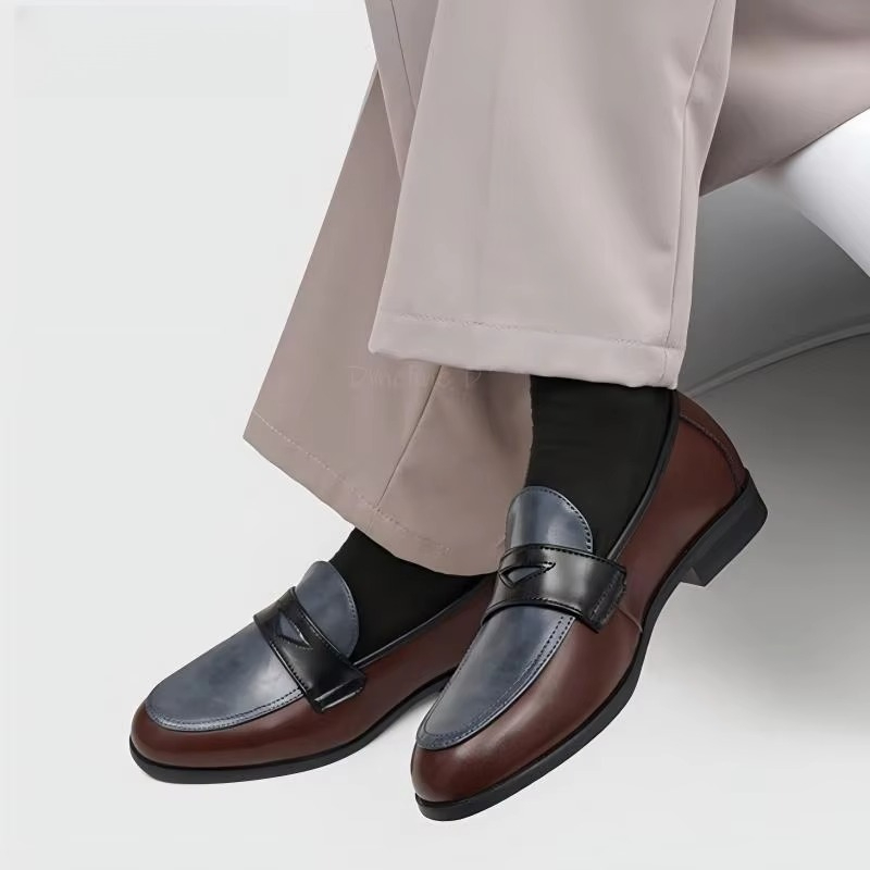 Two Tone Color Block Loafers S - Leather Shoe Polish review and price